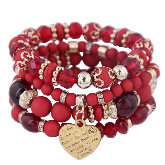 Bohemian Synthetic  Beaded Bracelet Set Vintage Ethnic Style Alloy