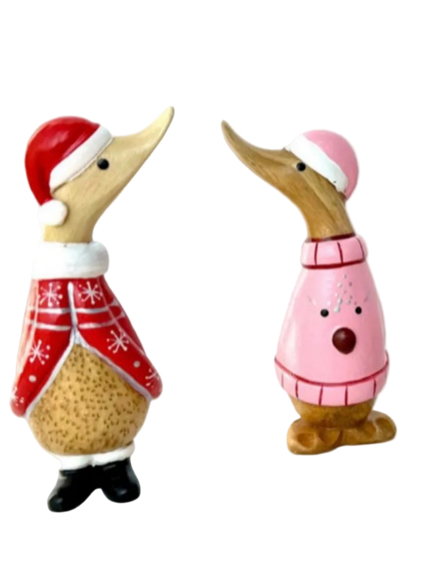 Little Wooden Christmas Ducks Pretty In Pink Or Red