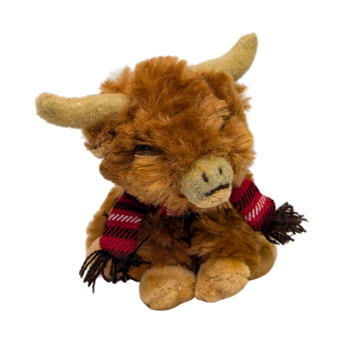 Hamish the Highland Cow Keyring Red Scarf Tan