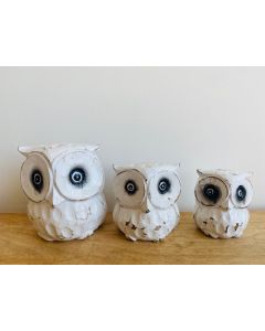 Owls Set Of 3 Natural