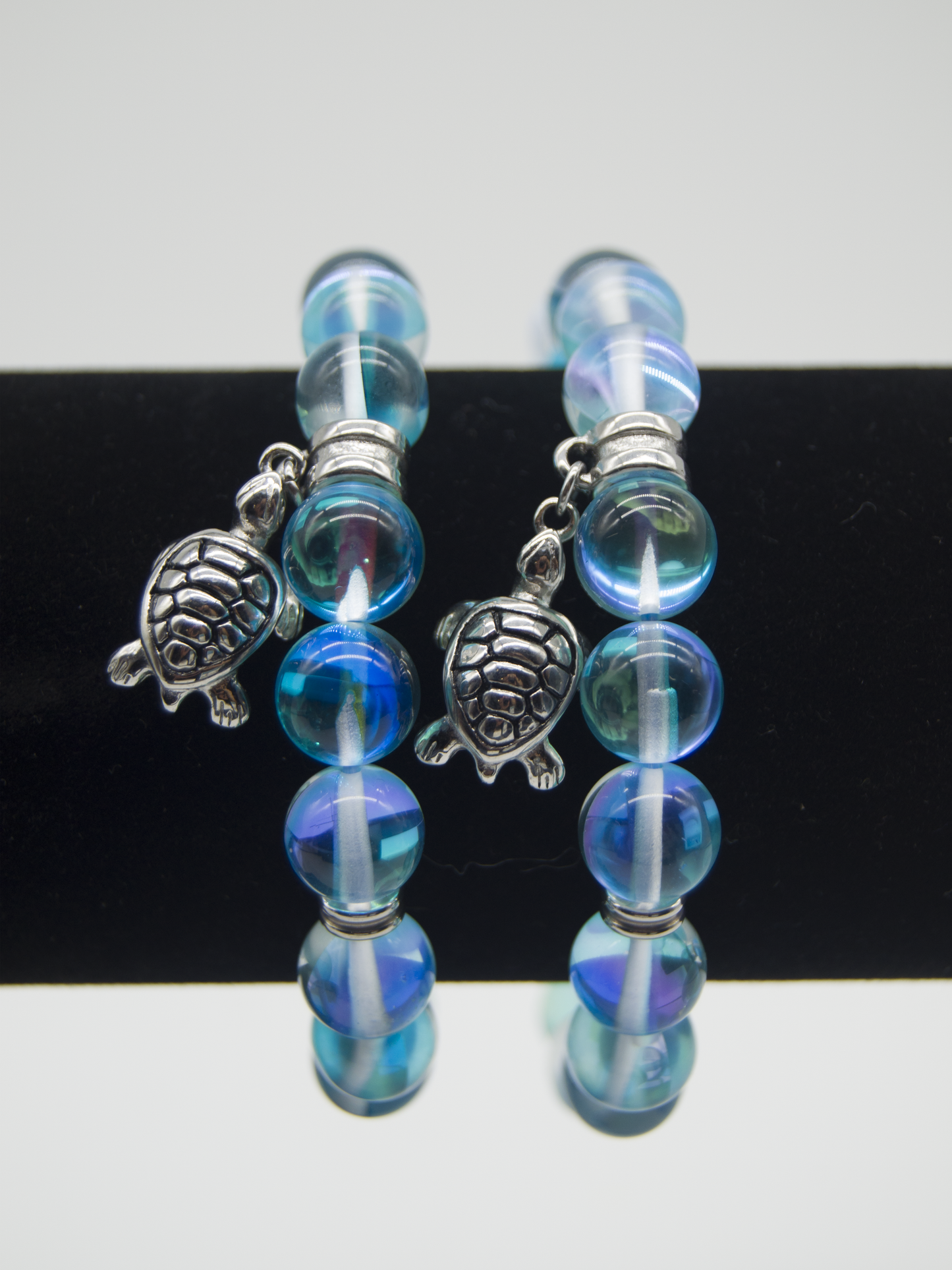 Ocean Turtle Charm Bracelet Mermaid Jewel Glass Aqua