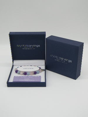 Aquamarine/RoseQ/Amethyst Tree of Life Inspiration Boxed Charm Bracelet