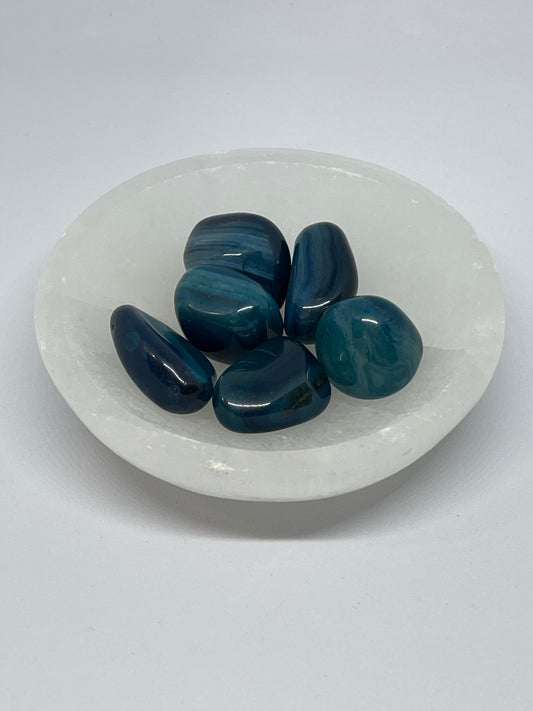 Tumbled Stones Natural Blue Agate 3 Stones For $2.00