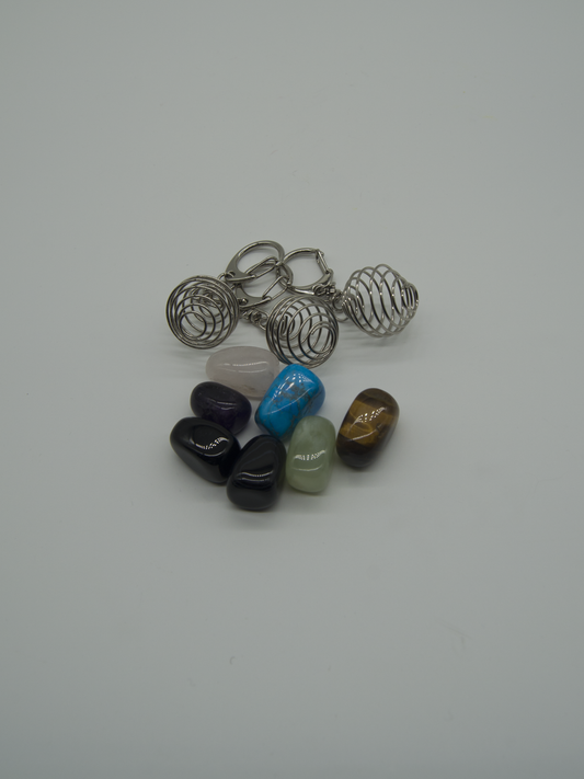Coil Tumbled Stone Interchangeable Key Ring