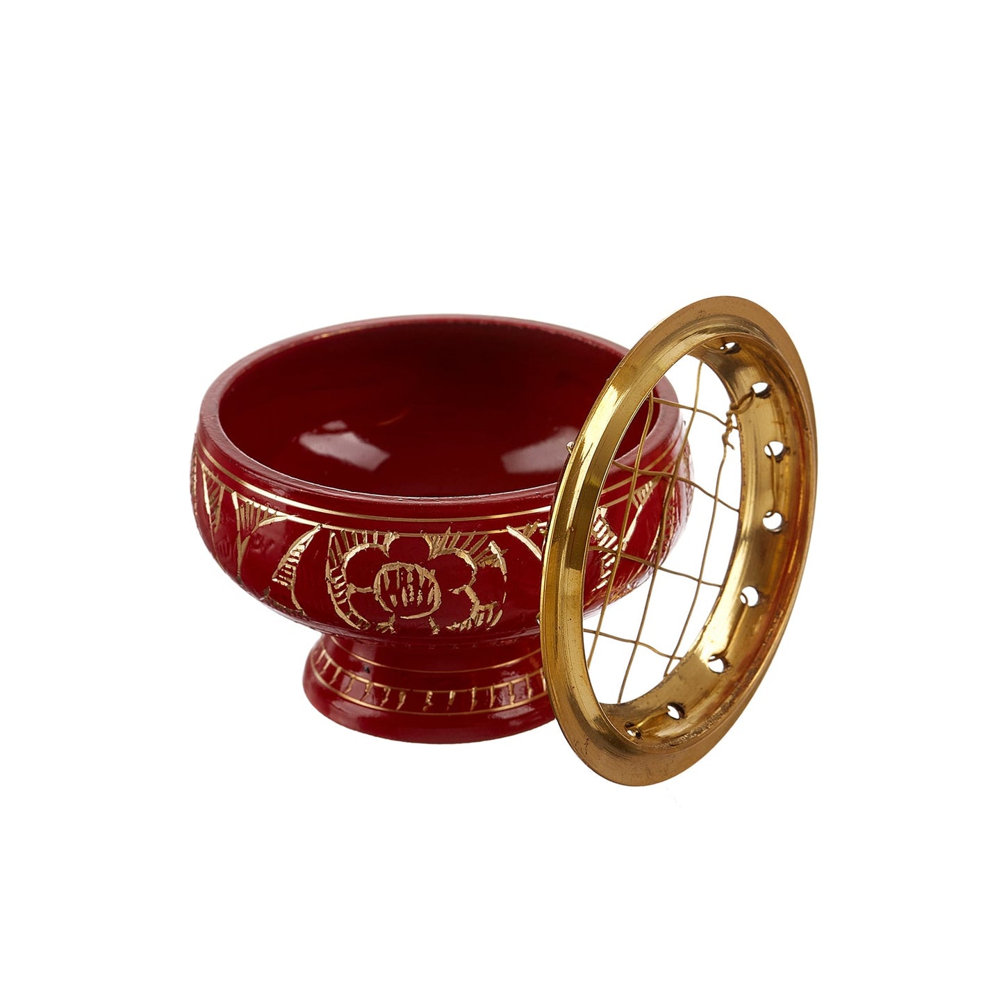 Brass incense burner in red colour