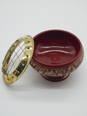 Brass incense burner in red colour