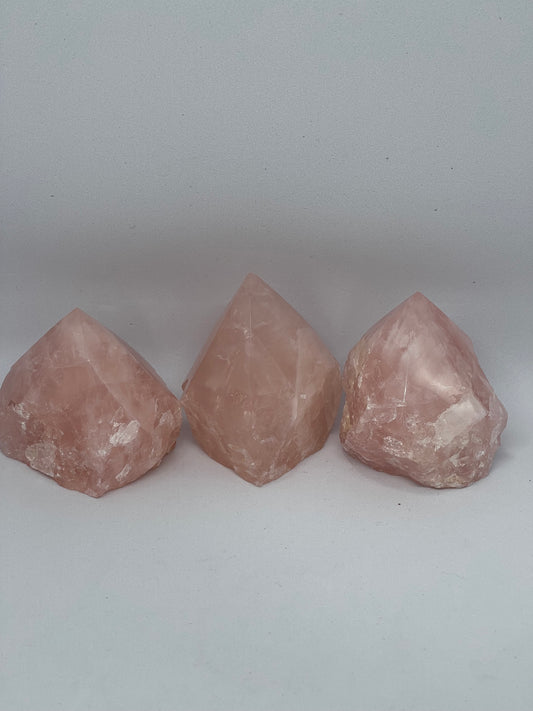Crystal Rose Quartz Points Rough/Polished