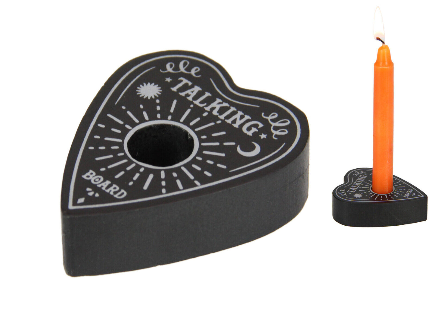 Small Heart Shaped Spell Candle Holder with Ouija Talking Board Design
